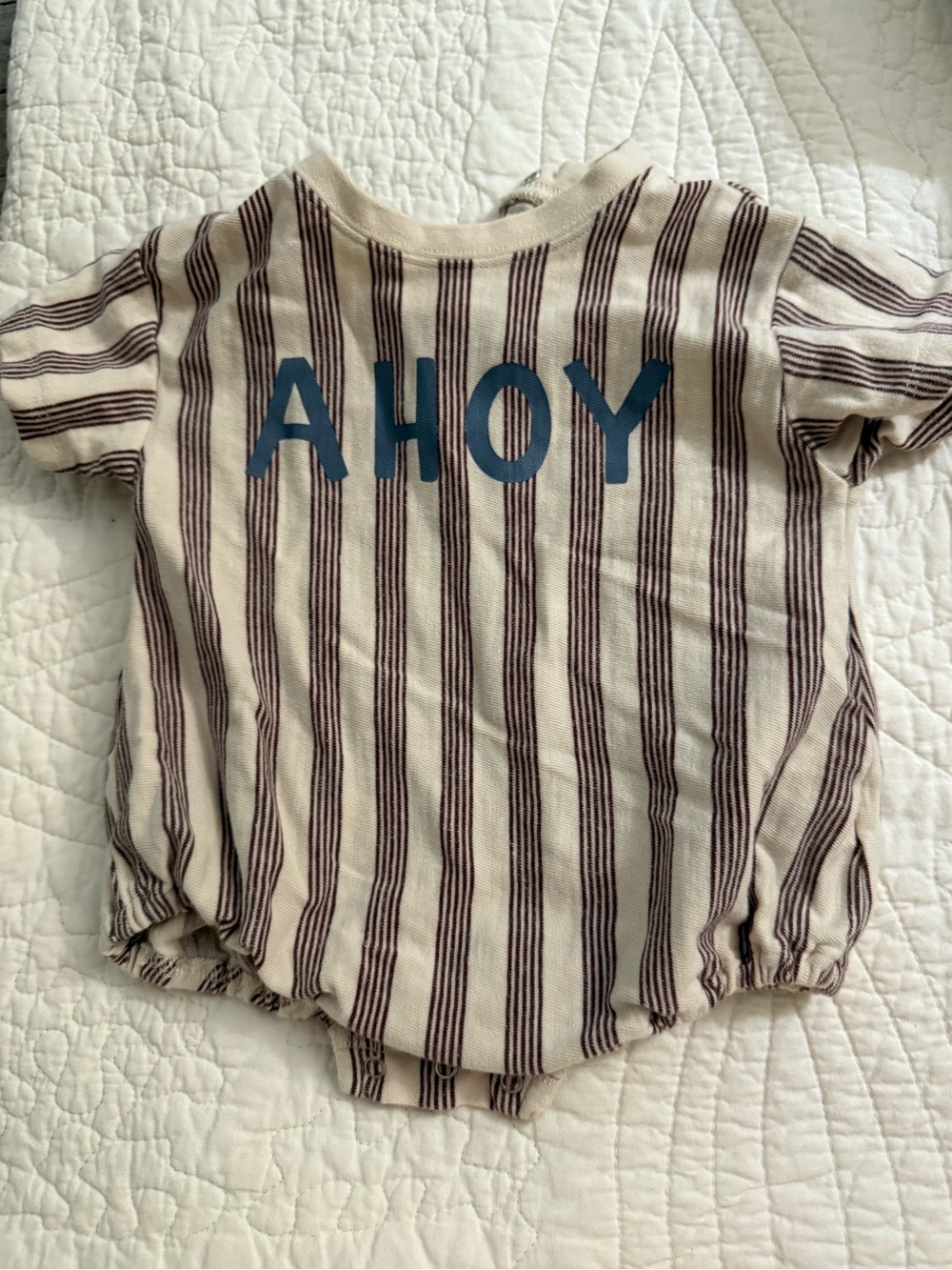 Rylee + Cru 'AHOY' Striped Short-Sleeve One-Piece